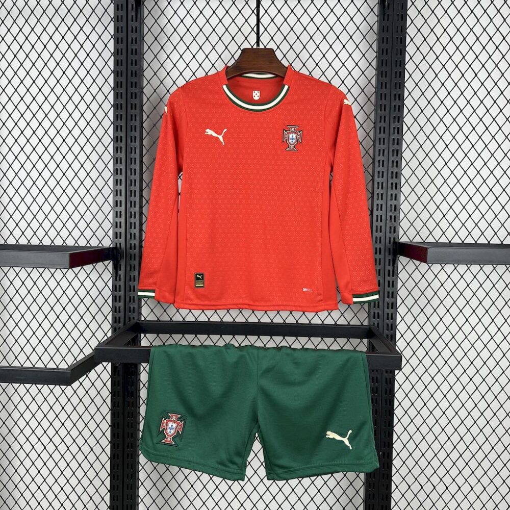 Portugal 2025/26 Home Long Sleeves Kids Kit-28(12-13Y)
